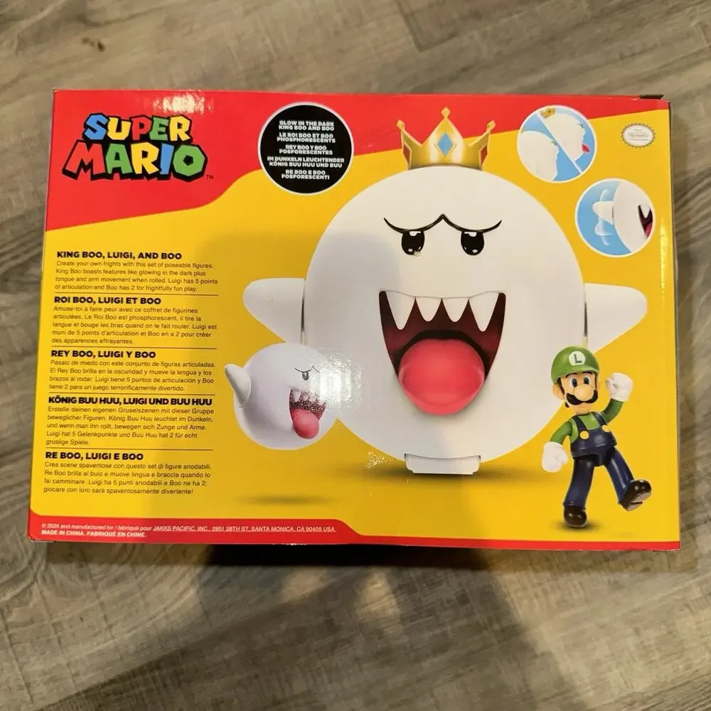 Super Mario King Boo Luigi Boo Figure Set Glow in Dark JAKKS Pacific NEW SEALED